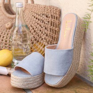 Lulu's | OAhu Baby Blue Suede Espadrille Platforms